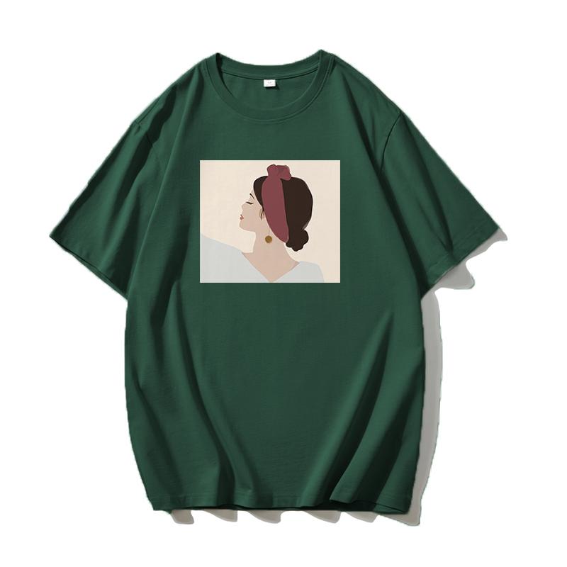 Shellsuning Oversized Casual O-neck Printed T-shirt dla kobiet 2023 Lato Proste All-match Dziewczyny Koszulki 100% Bawełna Miękki Top Podstawowe Harajuku Pary Topy