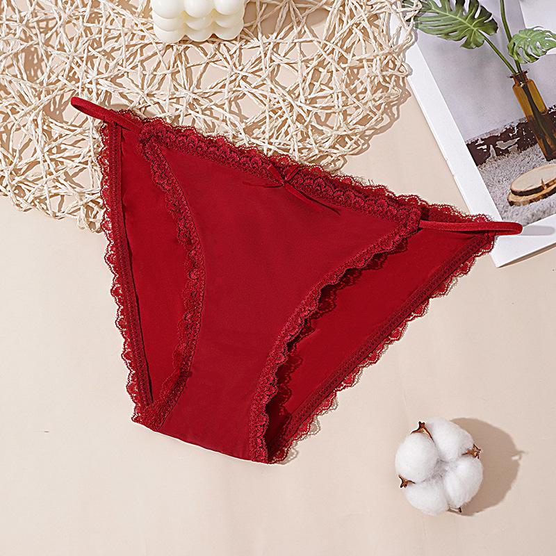 Buz İpek Dikişsiz Kadın İç Çamaşırı Seksi Düşük Bel Dantel Kenarlı İç Çamaşırı İnce Nefes Alabilir İç Çamaşırı