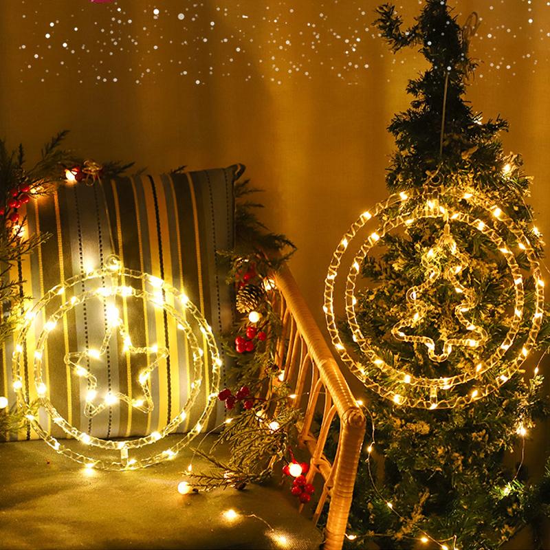 LED Light String, Battery Powered Double Round Pendant Light with Remote and Timer, Holiday Lamp for Camping Home Decoration