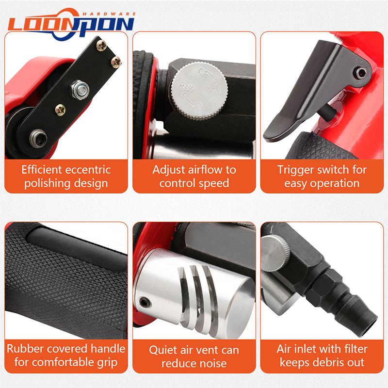 Pneumatic Sandpaper Polisher 15000RPM Triangle Air Random Orbital Sander Machine for Metal polishing