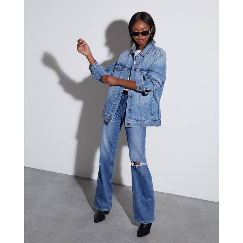 Spring and Autumn Women's Plus Size Denim Jacket Casual Loose Jacket