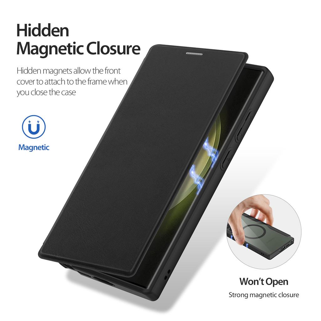 For Samsung Galaxy S23 Ultra Leather Case DUX DUCIS Skin X Pro Series Flip Cover Compatible with MagSafe