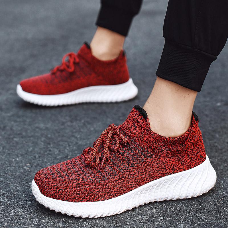 Men's Fashion Breathable Sports Flyknit Mesh Shoes Outdoor Hiking Shoes Tourism Walking Socks Shoes