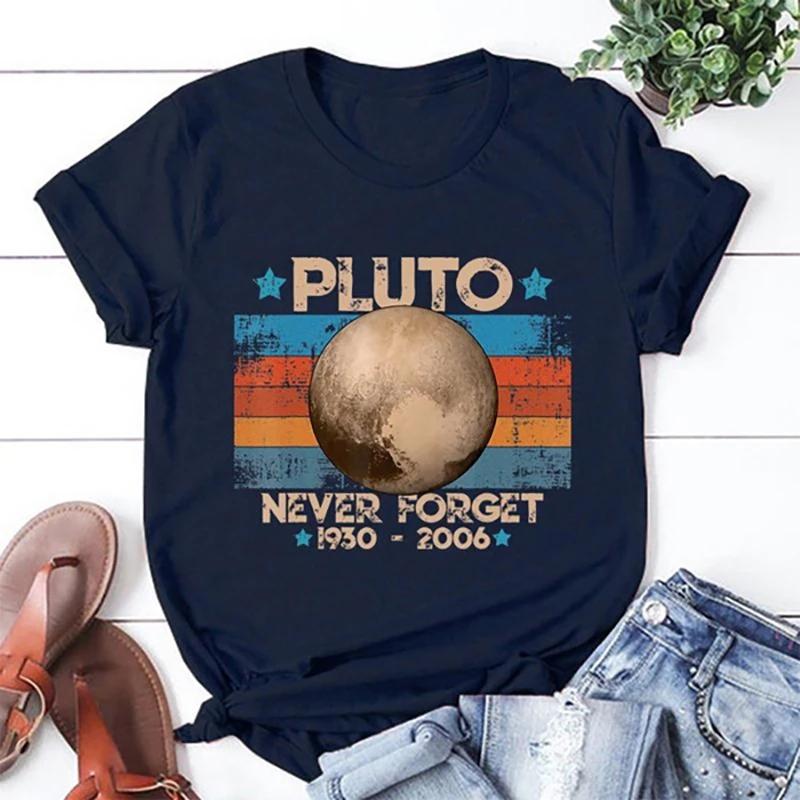 Vintage Never Forget Pluto Nerdy Astronomy Space Science Tshirt Fashion Creative Design Round Neck Short Sleeve Tees