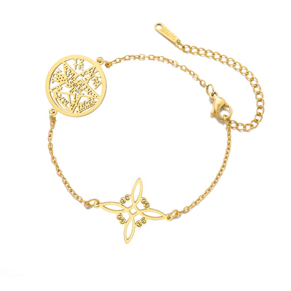  Wicca Witch Knot Bracelet Stainless Steel God Name Tetragrammaton Pentagram Bracelet Solomon Amulet Jewelry Wholesale