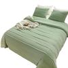 New 5-color striped solid color embroidered duvet cover three-piece set, export home textiles