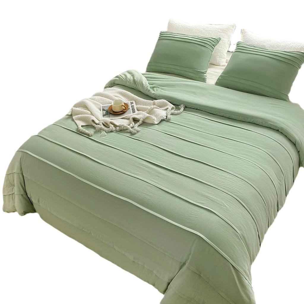 New 5-color striped solid color embroidered duvet cover three-piece set, export home textiles