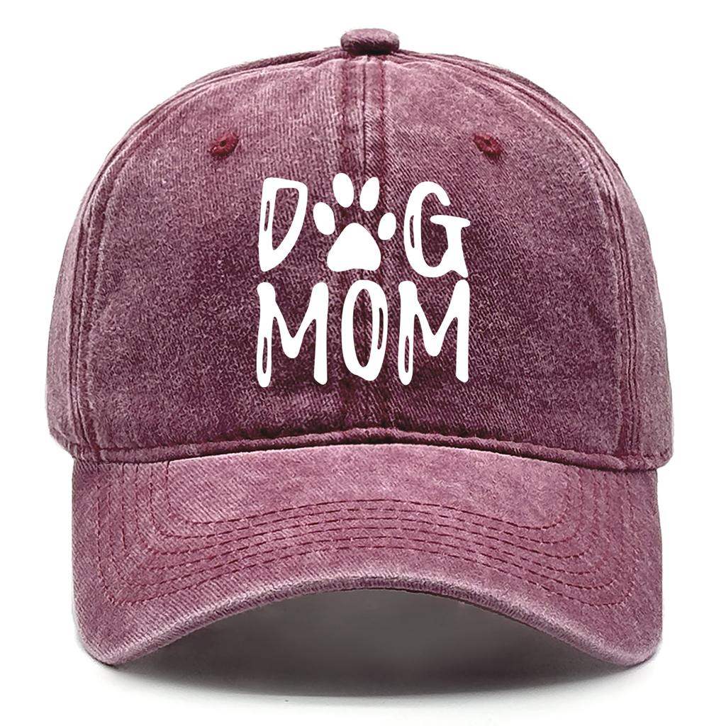 DOG MOM Print Adjustable Sun Hat Cotton Caps For Man Washed Retro Raw Brim Snapback Caps Ideal Choice For Casual Wear