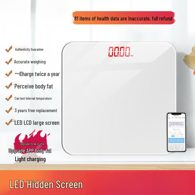 Durable Rechargeable Digital Bathroom Scale: Accurate Smart Body Fat Scale for Women