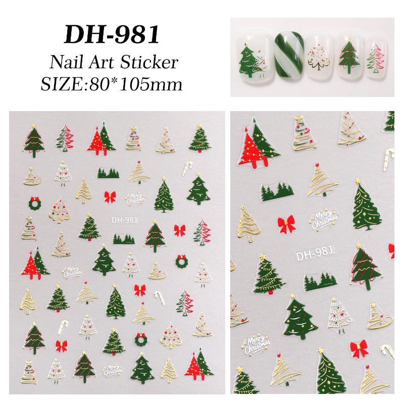 1 Sheet Christmas Nail Stickers Red White Snowflake Santa Elk Bow Self Adhesive Nail Art Decals For Holiday Manicure Decor