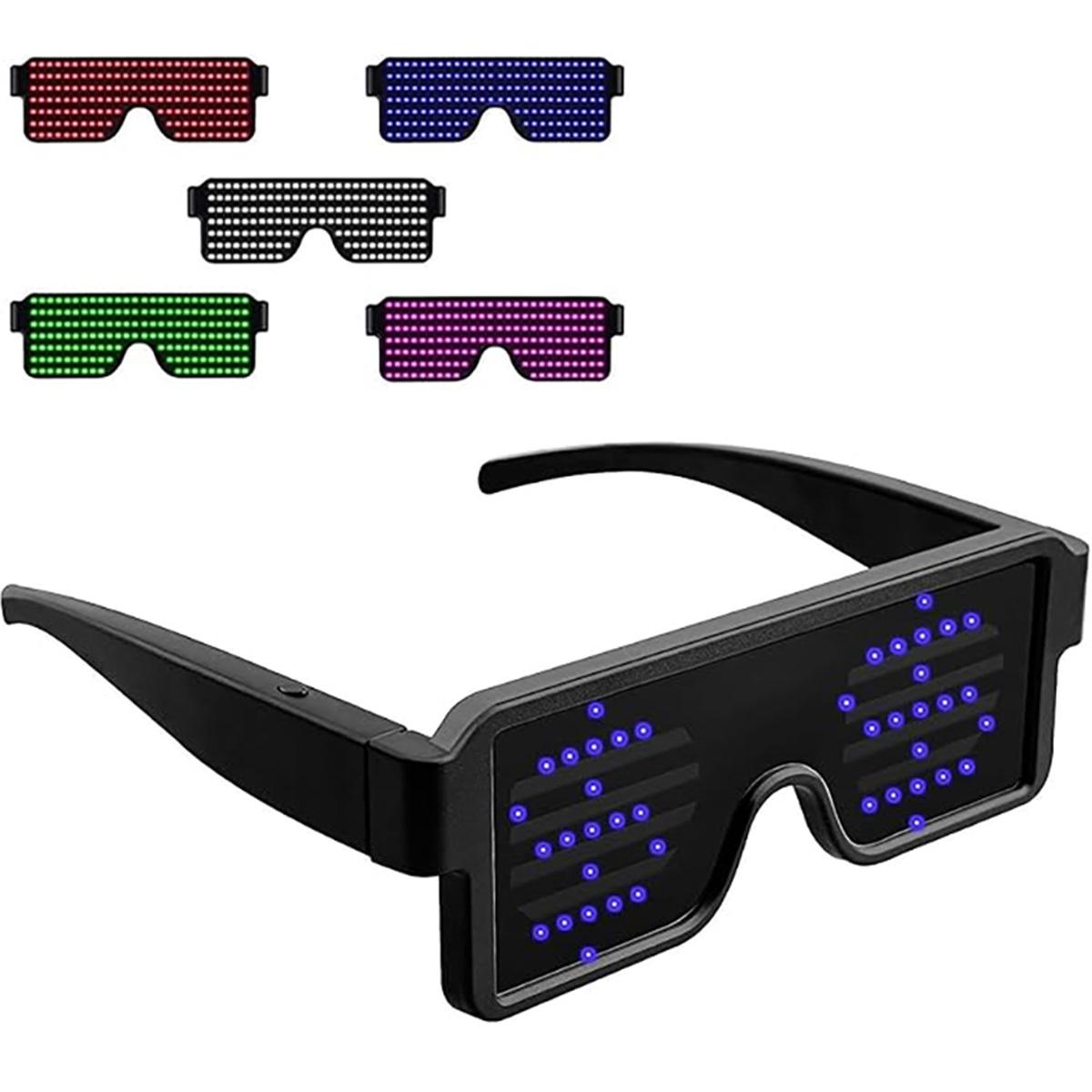 LED Glasses Light Up Dynamic Party Favor Glasses Festival Christmas USB Rechargeable LED Rave Glowing Flashing Glasses A