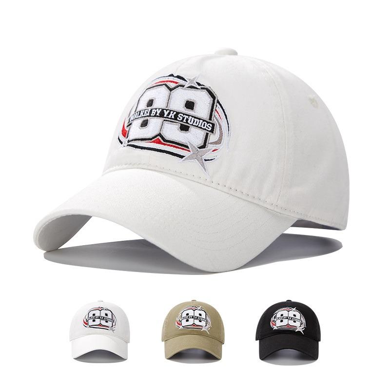 New baseball hat embroidery No. 89 simple Korean men's and women's wide brim personalized versatile black and white cap