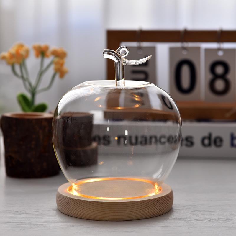 Christmas Eve Apple Preserved Flower Glass Dome Figurine with Clay Craft