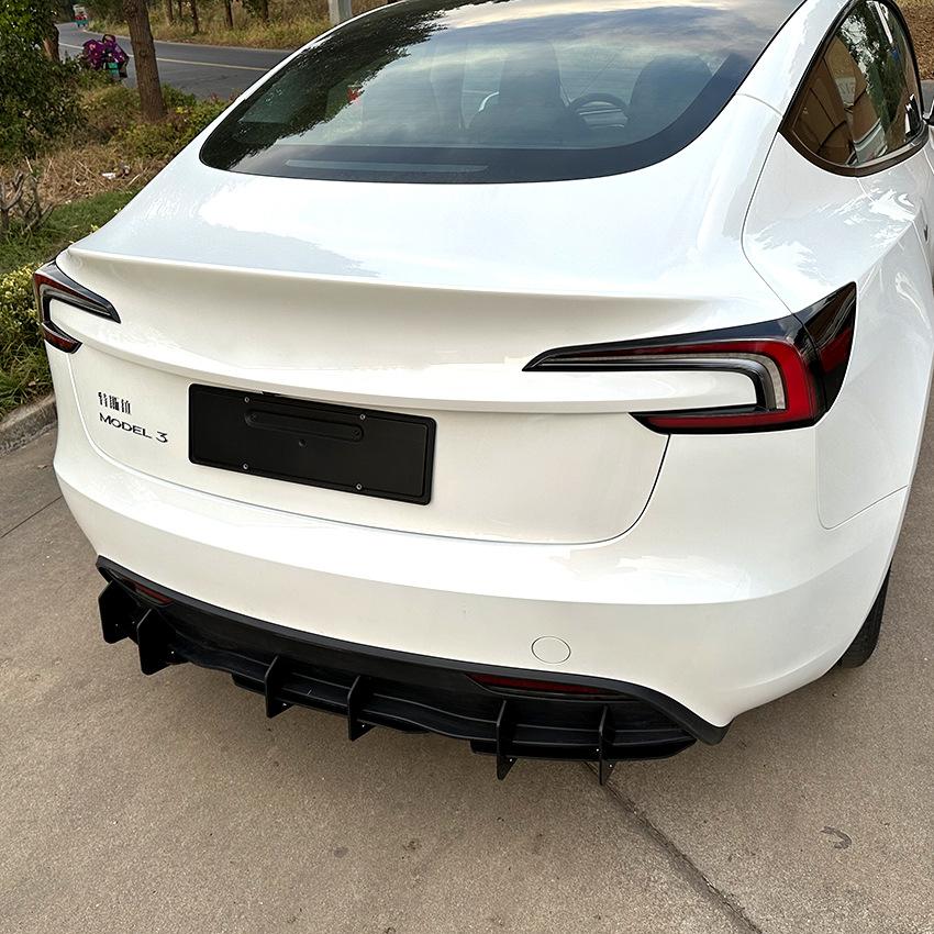 For Tesla Model 3 Highland 2023 2024 2025 Refit Rear Bumper Diffuser Lip Lower Spoiler Blade Wind Knife Splitter Plate Body Kit