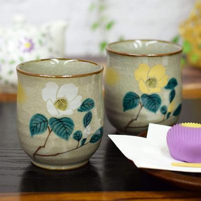 Tekopp par Stilig Kutani Ware-par Tekopp Sasanqua Tekopp Keramisk merkevare japansk servise laget i Japan