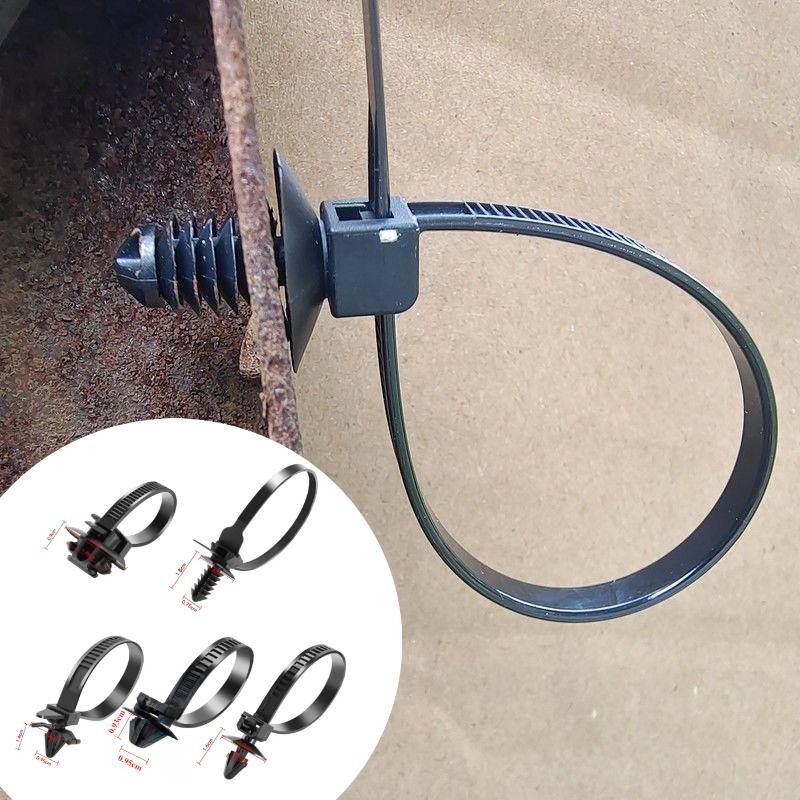 Automotive Nylon Cable Clamps with Hose Fasteners 25pcs Heavy Duty Wire Straps Locking Flanges for Car Engine Pipe Fixing