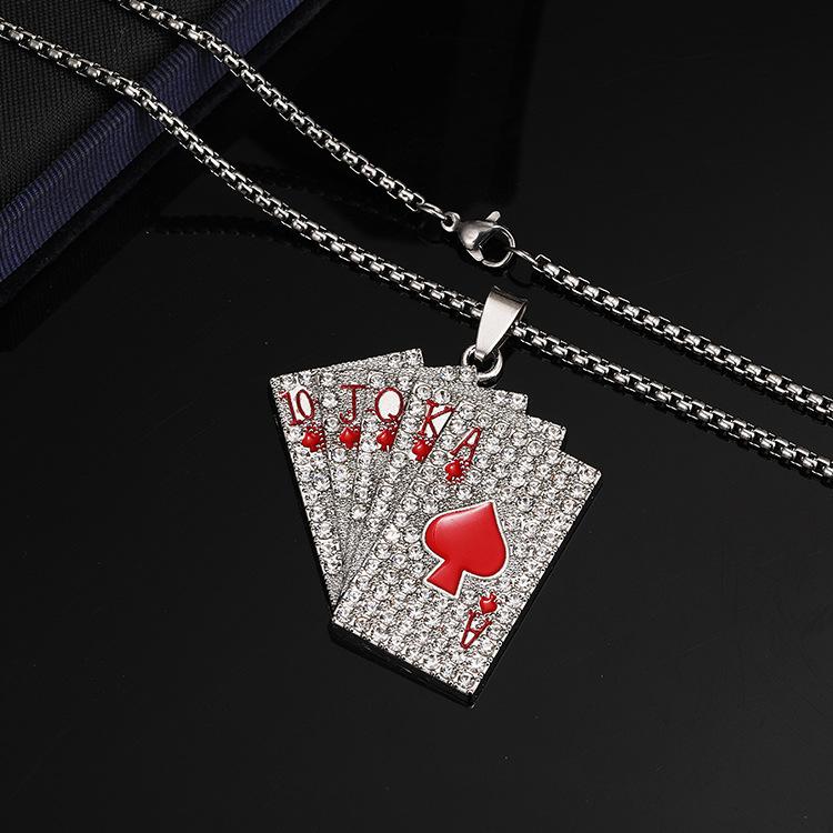 2026 Spring New Hip Hop Trendy Poker Cards Lesbian Flush Ace of Spades Jewelry Pendant Necklace