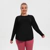 Women's Plus Size Mesh Patchwork Moisture-Wicking Long Sleeve Yoga Top