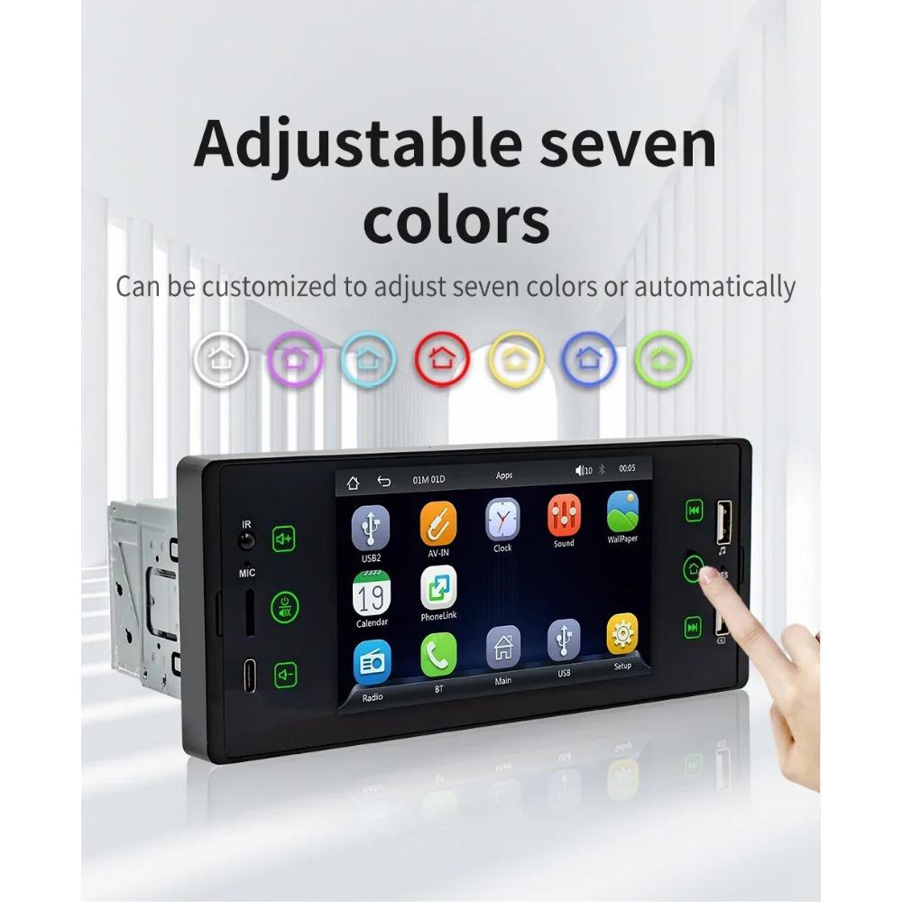 TOYOUSONIC 1 Din 5 Inch Car Radio MP5 Video Player Wireless Carplay Multimedia Player FM BT 2USB Bluetooth Mirrorlink Car Stereo