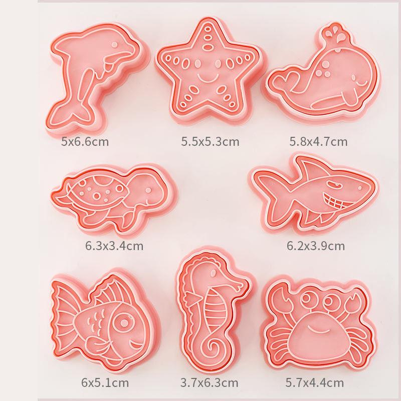 8 Piece Cartoon Cookie Cutters for Baking 3d Raised Design Cookie Stamps Suitable for Apple Pie Pastry Frosting Decoration темные хаки