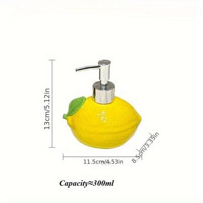 1pc 300ml Lemon-Shaped Ceramic Lotion Bottle Shampoo and Detergent Ideal for Bathroom and Kitchen Use Bathroom Decor