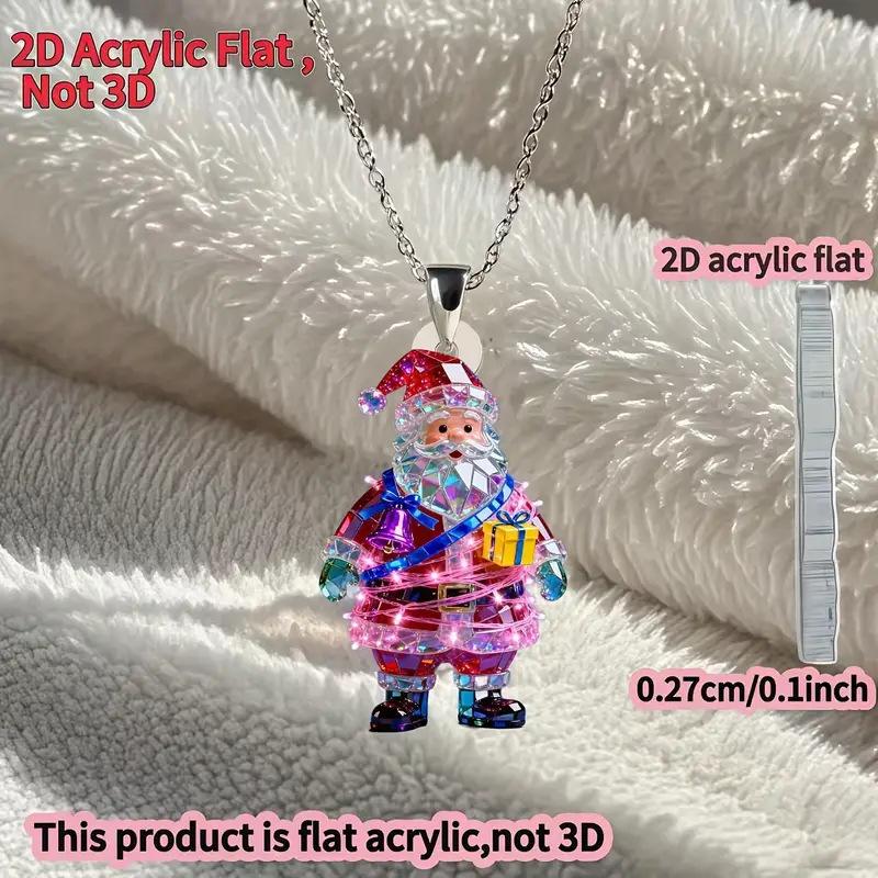 Cross-border new Santa Claus necklace, flat acrylic Christmas decorations, colorful Santa Claus necklace