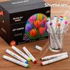 Shuttle Art Illustration Markers, 120 Colors, Blender Pen, 2 Tips, Oil-Based, Waterproof, Quick-Drying, Sketchbook Included, for Comics, Coloring Book