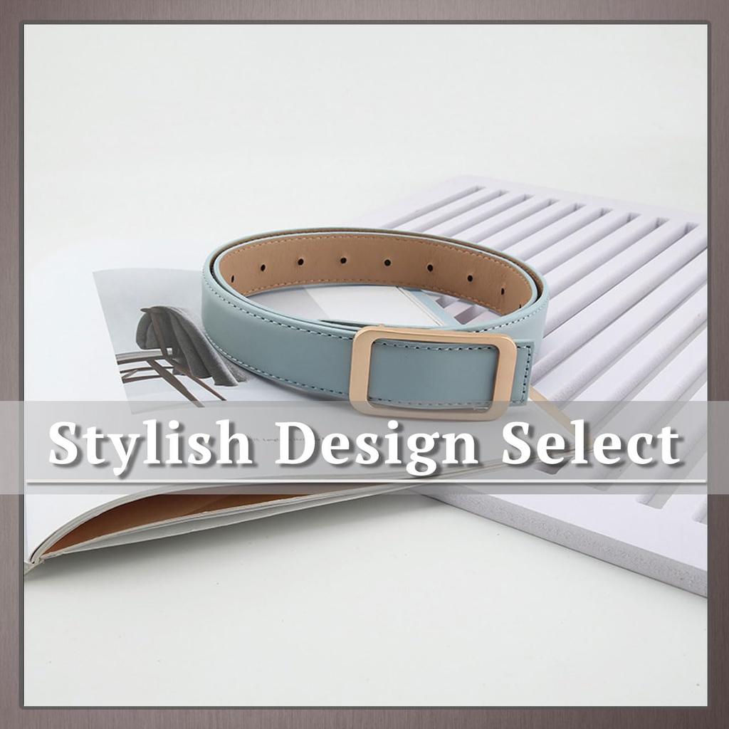 [One Limitation] Pin Belt, Formal, Simple, Gold Buckle, Synthetic Leather, Men's & Women's, BP094 (Sky Blue)