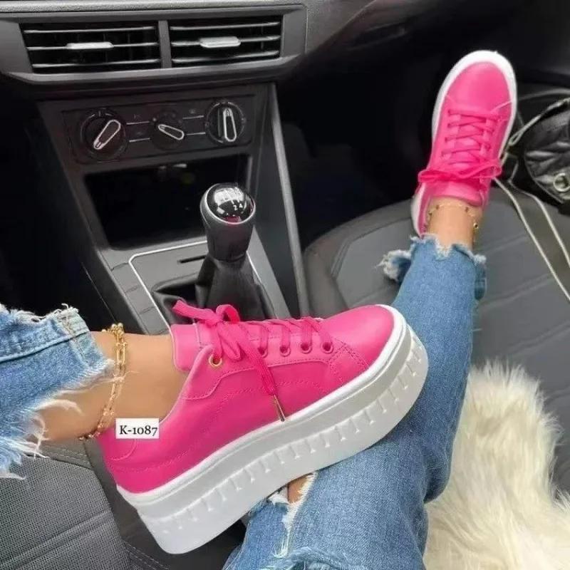 Sneakers for Women's 2025 New Fall Outdoor Fashion Tennis Lace Up Canvas Casual Walking Breathable Vulcanized Shoes Plus Size 43