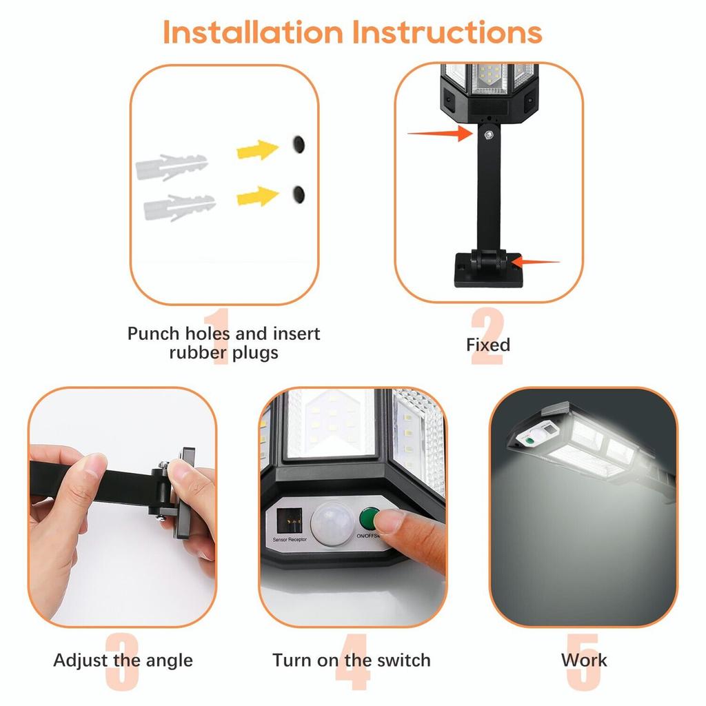 2400w Led Solar Flood Light With Remote Control 3 Lighting Modes Motion Sensor Outdoor Security Street Lamp