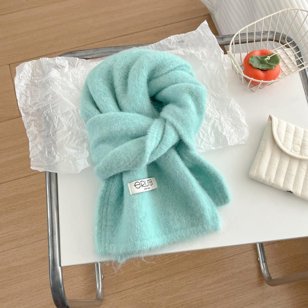 Ocean blue knitted scarf female new blended Korean versatile atmosphere student neck scarf