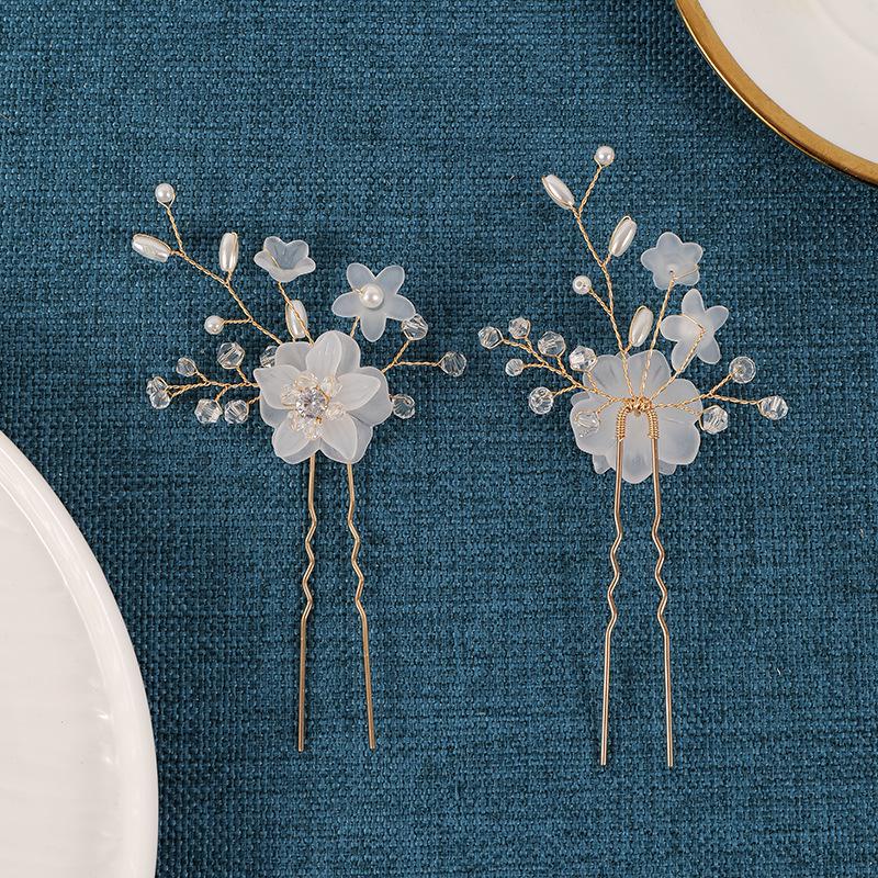 Handmade Crystal Ice Flower Bridal Hairpins