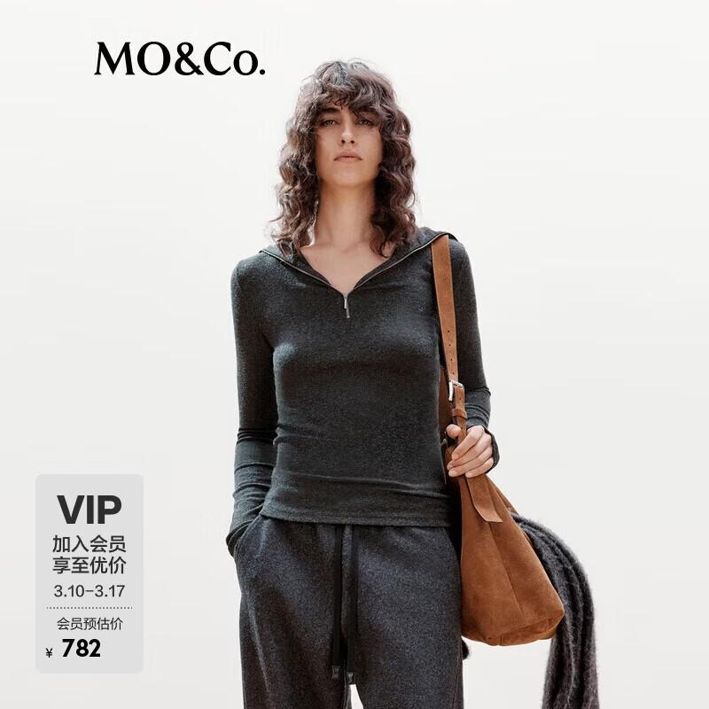 MO&Co. Wool Blend Navy Collar Top XS