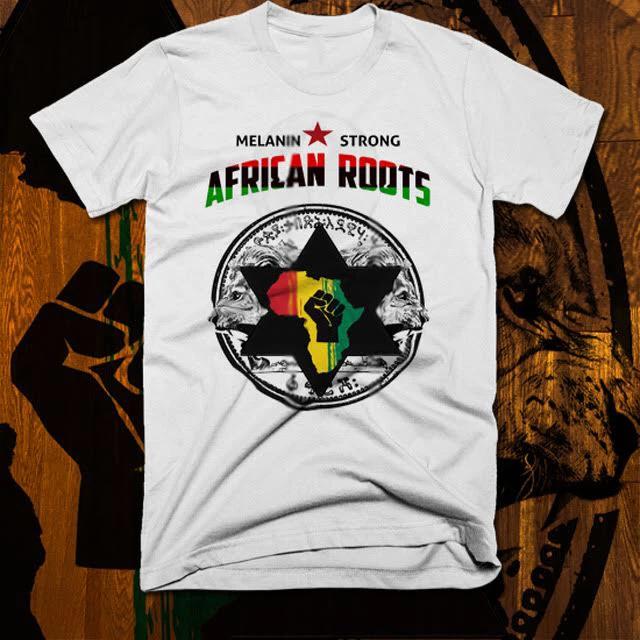 African Roots T-Shirt Egyptian Falcon Black Wakanda Melanin Strong Ankh, new XL