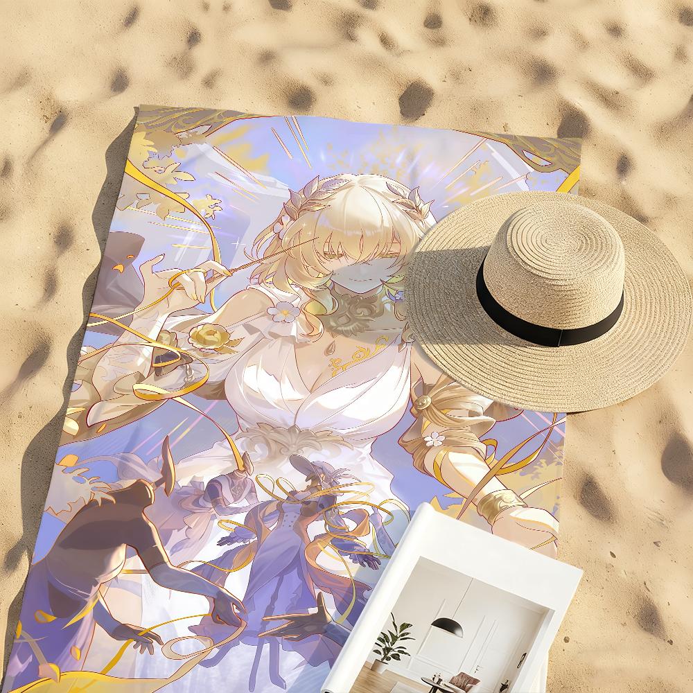 Game Aglaea Honkai Star Rail Towel Sports Quick Dry Travel Camping Gear Sandproof Soft Light Large Beach Towel