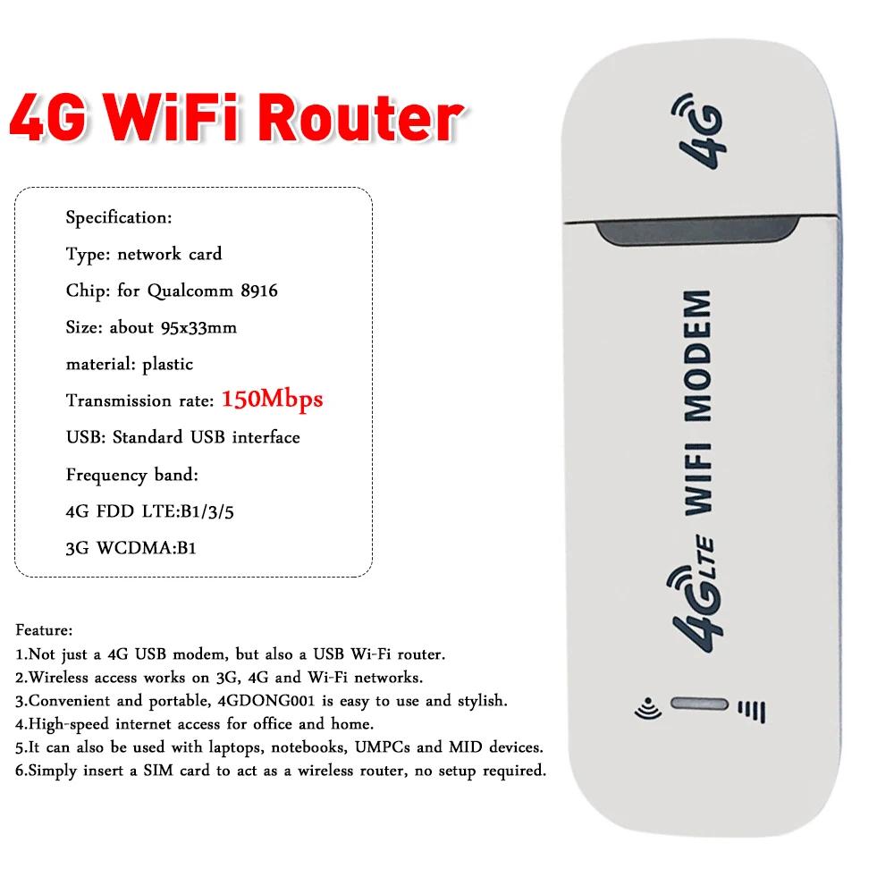 4G LTE WiFi Router Wireless Router 150Mbps SIM Card Portable WiFi Dongle Mini Pocket Hotspot Mobile Broadband USB Modem Router