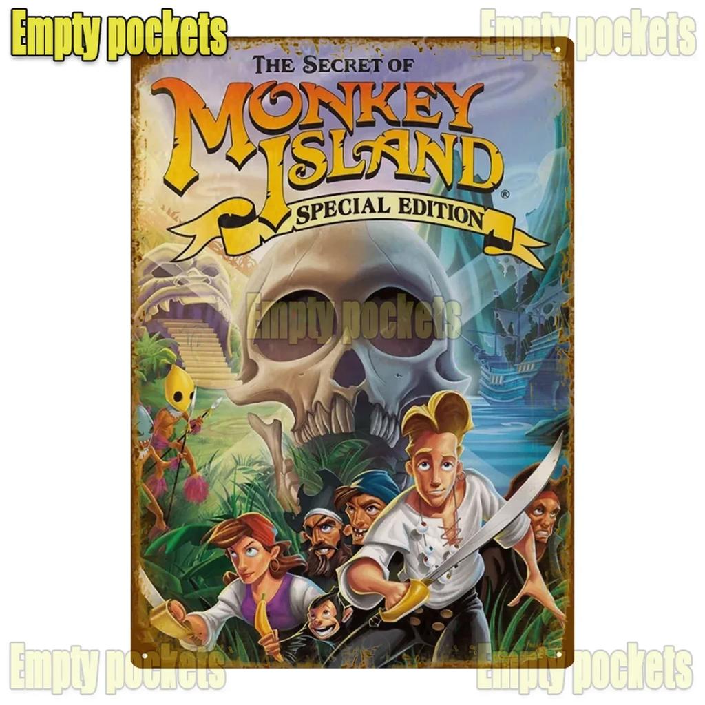 Klasická hra The Secret Of Monkey Island Kovové cedule Dekorace do garáže Domácí kino Design kuchyně Plechový znak Plakáty dárek pro děti