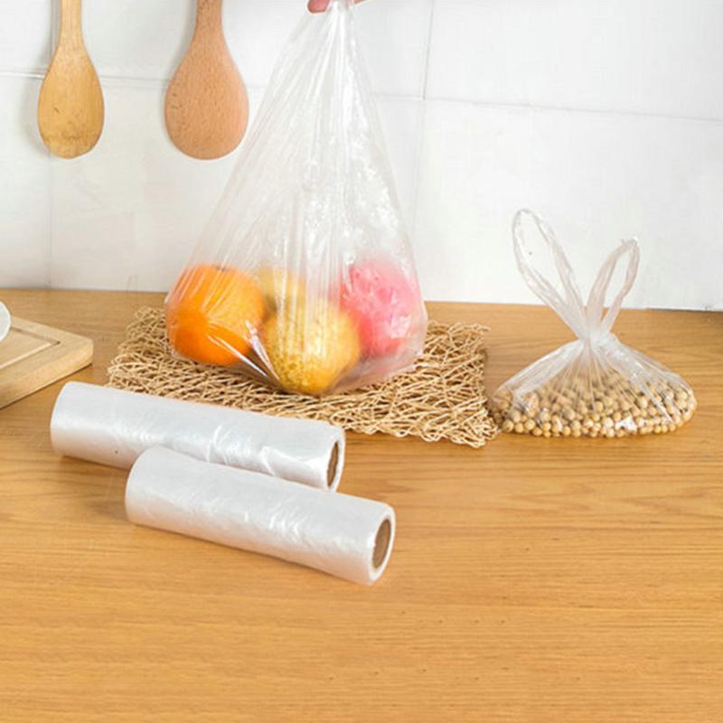50/100 Pcs Transparent Roll Fresh-Keeping Plastic Bags Of Vacuum Food Saver Bag 3 Sizes Portable Food Storage Bags With Handle
