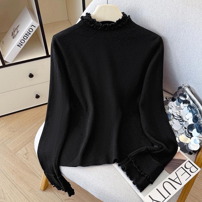 2026 Autumn/Winter Korean Style Thick Knit High Neck Black Long Sleeve Women's Sweater