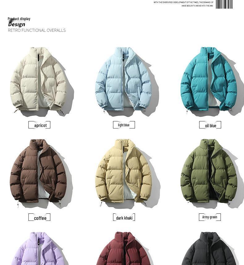 JSEN Trendy Cotton Stand Collar Down Jacket for Men & Women - 2025 Winter Warm Casual Couple Jacket.