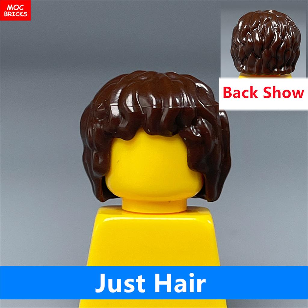 MOC Bricks 4cm Figure Body Wear Male Boy Fire Brown Hairs Assembled Building Blocks Educatinal Plastic Toys