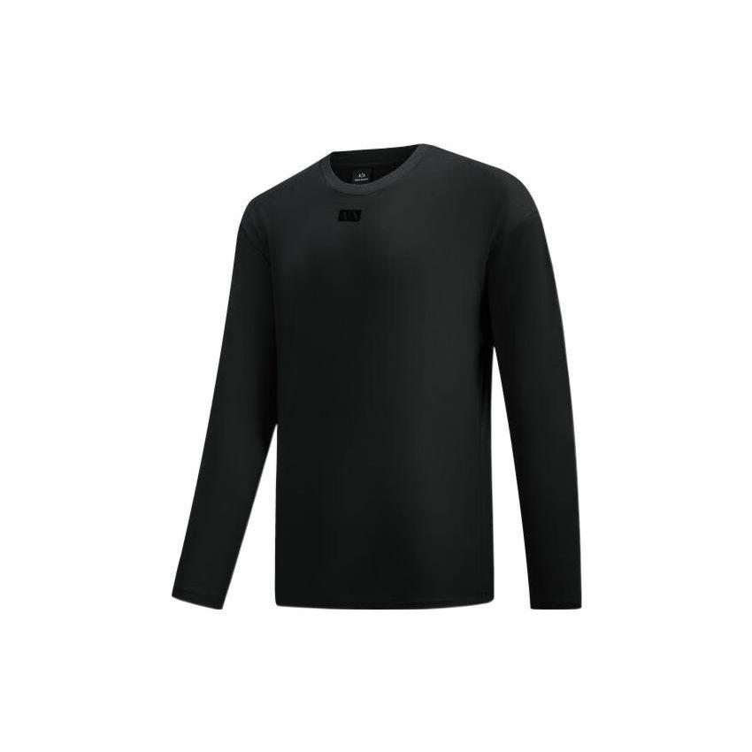 Armani Exchange FW22 Einfarbig Rundhals Pullover Langarm Sweatshirt Herren sweatshirt Schwarz 6LZMKC-ZJBVZ-1200