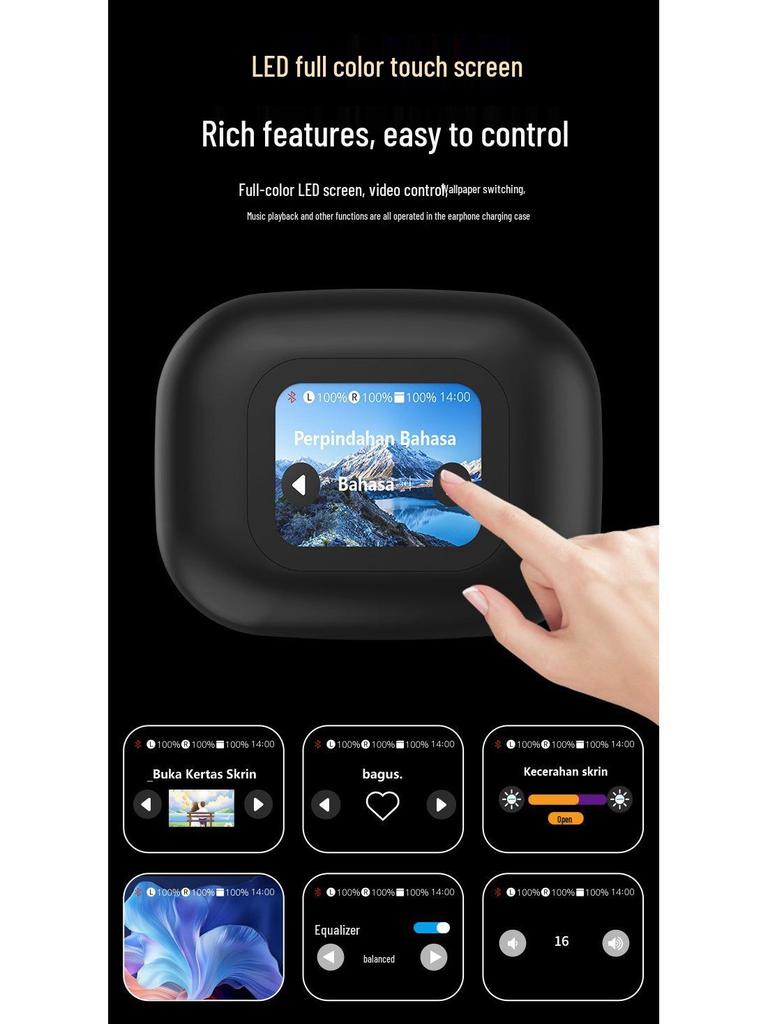 AI-Powered Translation Earbuds: Multi-language, Wireless, Touchscreen Bluetooth Ear-hook