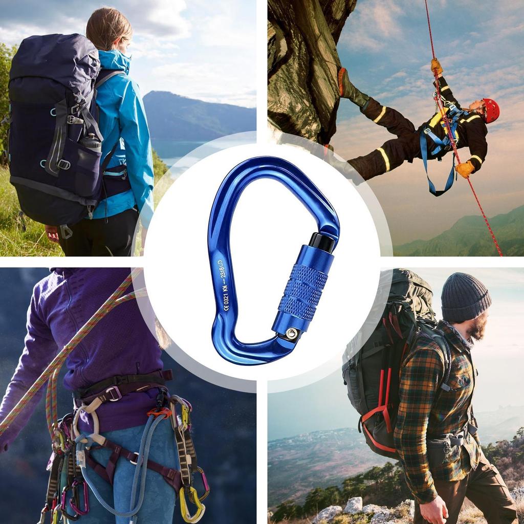 Heavy Duty Carabiner Heavy Duty Aluminum Hooks Metal Mountain Climbing Clips For Rigging Hammocks Pets Ropes Rappelling Training