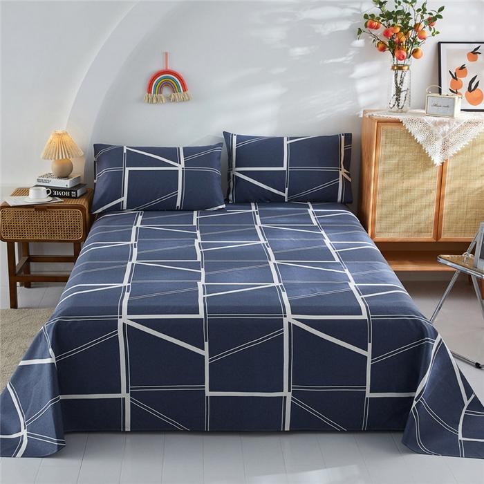 Checkered Pattern Bed Sheet Set Cotton Bed Sheets with Pillowcases Thickened Extra Soft Bedding Set Skin-friendly Breathable