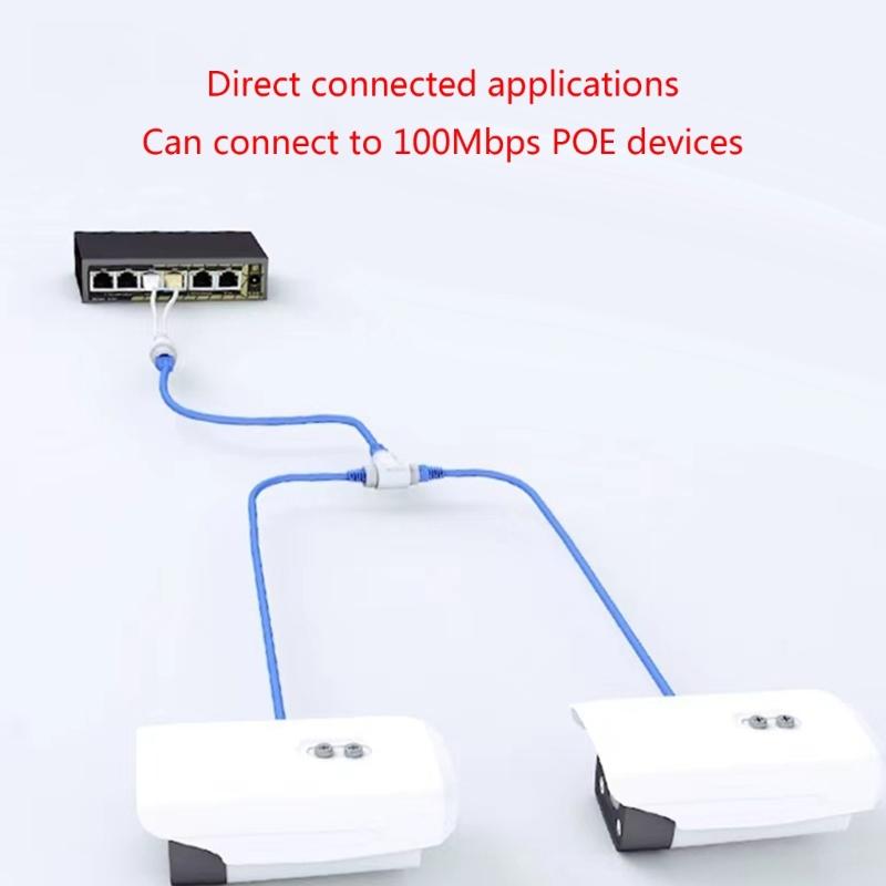 RJ45 Three-Way Connector POE Splitters Innovative Ethernet Cable Connector for Networks Integrated Wiring