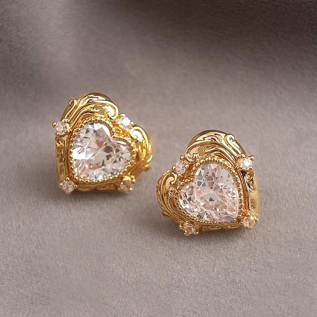 

925 Silver Needle Heart Zircon Earrings - Chic, Versatile High-End Jewelry