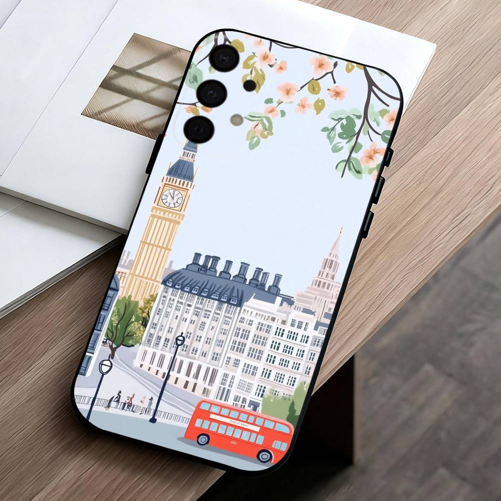 

L-London Bus England Big B-Ben phone Case For Samsung Galaxy A73,A72,A71,A70,A53,A52,A51,Others Soft Black Shell Samsung a13 5g