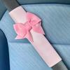 2Pcs Solid Color Bow Ice Silk Shoulder Pads Car Seat Belt Protective Cover Car Anti-strangle Anti-skid Pad Shoulder Cover Car Decoration Accessories