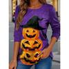 2025 Women Casual Long Sleeve Tops Graphic Halloween Pumpkin Tee Shirts Blouse Crewneck Fall Winter Streetwear Style Pullover
